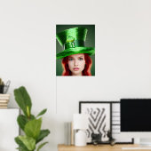 Sint-Patricks-dag vrouw in Tophat Poster (Thuiskantoor)