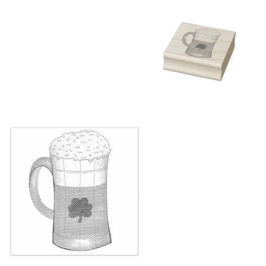 Sint Patrick's Day Beer Mok Shamrock Clover Rubberstempel (Gestempeld)