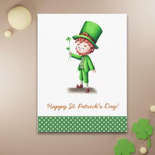 Sint Patrick's Day briefkaart met een leprechaun