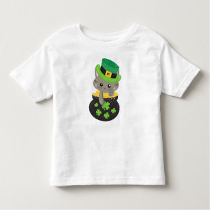 Sint Patrick's Day Cat, Clovers, Pot of Gold Kinder Shirts
