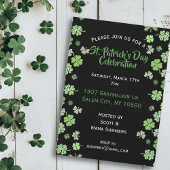 Sint Patrick's Day Celebration Black Shamrock Clov Kaart