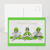 Sint Patrick's Day Children, Vintage Briefkaart (Voorkant / Achterkant)