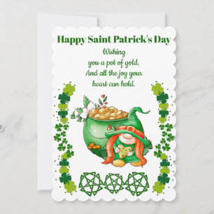  Sint Patricks Day Clover Gnome Pot Gold Feestdagenkaart