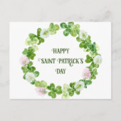 Sint Patricks Day Clover-Waterverf Wreath Briefkaart (Voorkant)