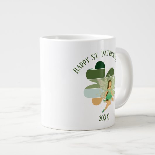 Sint-Patrick's Day Distress Shamrock Irish Fairy Extra Grote Beker (Voorkant rechts)