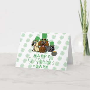 Sint Patrick's Day Dogs Leprechaun Petten Puppy Feestdagen Kaart