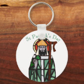 Sint-Patricks Day-Glas in lood-vensterontwerp Sleutelhanger (Voorkant)