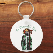 Sint-Patricks Day-Glas in lood-vensterontwerp Sleutelhanger (Achterkant)
