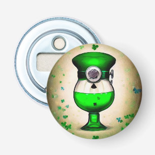 Sint-Patrick's Day Green Beer in Pet Button Flesopener