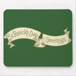 Sint Patrick's Day Greetings Golden Banner Muismat