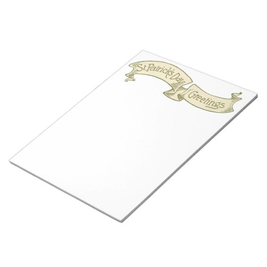 Sint Patrick's Day Greetings Golden Banner Notitieblok (Schuin)