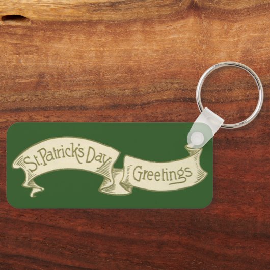  Sint Patrick's Day Greetings Golden Banner Sleutelhanger (Voorkant)