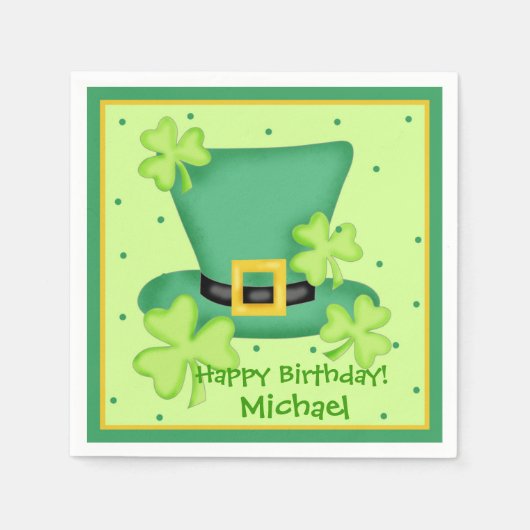 Sint Patrick's Day Happy Birthday Name Persoonlijk Servetten (Voorkant)