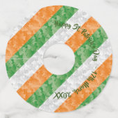 Sint Patrick's Day Irish flag with shamrocks Wijnglaslabel (Voorkant)