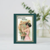 Sint Patrick's Day Lady en Harp Briefkaart (Staand voorkant)