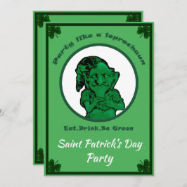 Sint Patrick's Day Leprechan Party Invite Kaart