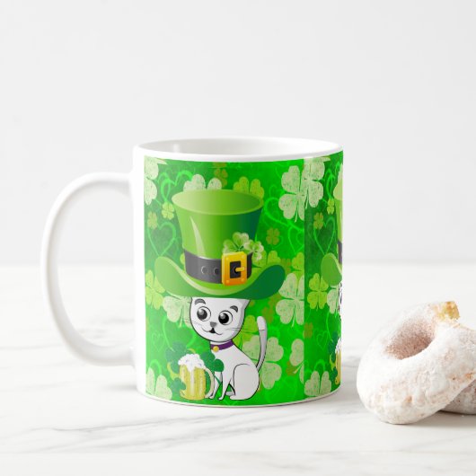 Sint Patrick's Day Mok Cat (Met donut)