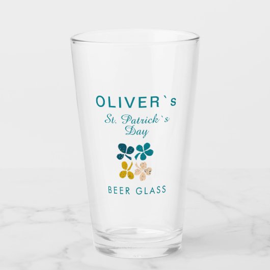Sint Patrick's day Name Clover Shamrock Beer Glas (Voorkant)