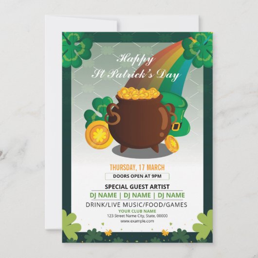 Sint Patrick's Day Party Invitation Flyer Kaart (Voorkant)