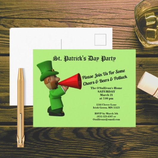 Sint Patrick's Day Party Potluck Announcement Briefkaart