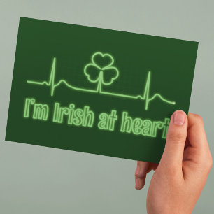 Sint Patrick's Day Shamrock EKG - Ik ben Iers op h Briefkaart