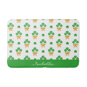 Sint-Patrick's Day Shamrock Golden Bow Green Clove Badmat