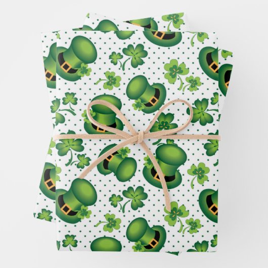 Sint-Patrick's Day Shamrock Leprechaun's Pet Green Inpakpapier Vel (In situ)