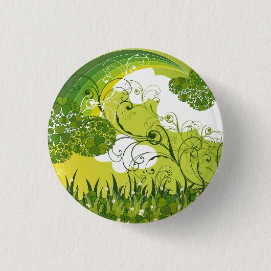 Sint Patrick's Day Shamrock Lucky Clovers Button (Voorkant)