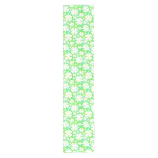 Sint Patrick's Day Shamrocks Retro Waterverf Korte Tafelloper (Voorkant)