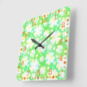 Sint Patrick's Day Shamrocks Retro Waterverf Vierkante Klok (Hoek)