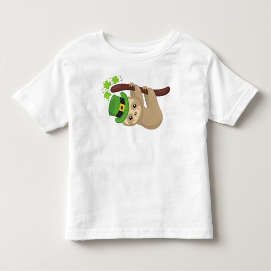 Sint Patrick's Day Sloth, Pet Leprechaun, Clovers Kinder Shirts (Voorkant)