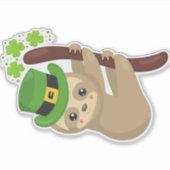 Sint Patrick's Day Sloth, Pet Leprechaun, Clovers Sticker (Voorkant)