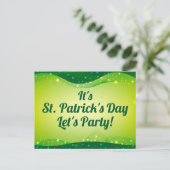 Sint Patrick's Day Sparkle Let's Party Invitation Briefkaart (Staand voorkant)