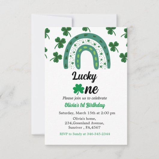 Sint Patrick's day verjaardagsuitnodiging shamrock (Voorkant)