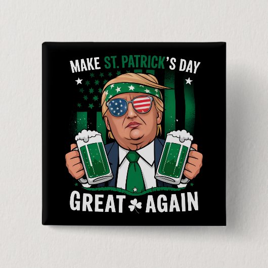 Sint Patrick's Day weer geweldig Ierse Trump Vierkante Button 5,1 Cm (Voorkant)