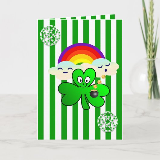 Sint Patrick's Day Wenskaart Shamrock Kaart (Voorkant)