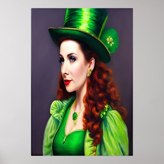 Sint Patrick's Day Women Red hair | AI Art Poster (Voorkant)