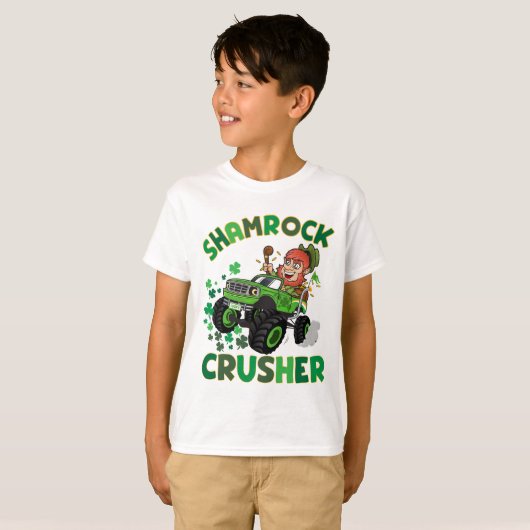 Sint-Patricks leprechaun monstertruck T-shirt (Voorkant volledig)