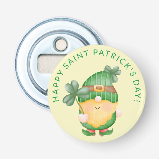 Sint-Patricksdag Pot met Goud Feest Button Flesopener (Voorkant)