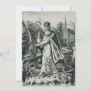 Sint-Patrickus verjaagt slangen Vintage Gravure A Kaart