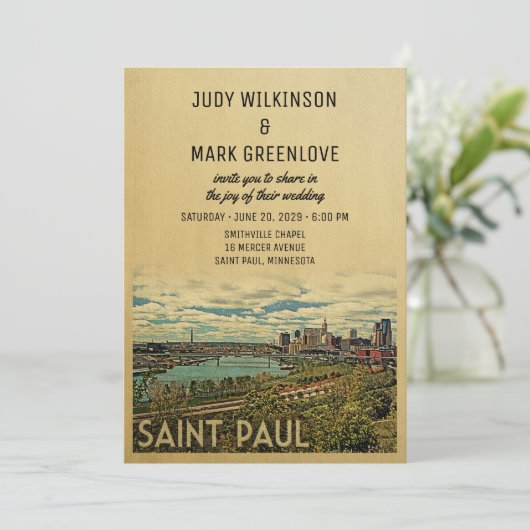 Sint Paul Wedding Invitation  Middeleeuwen Kaart (Staand voorkant)