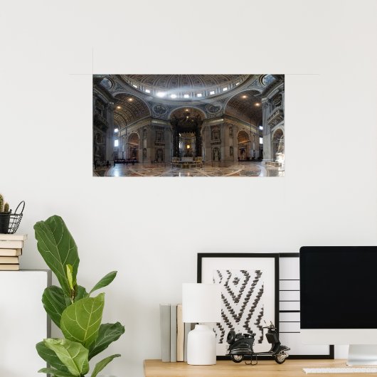 Sint-Peter Basilica en de Baldacchino Poster (Thuiskantoor)