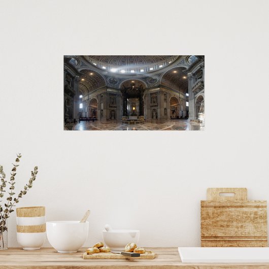 Sint-Peter Basilica en de Baldacchino Poster (Keuken)