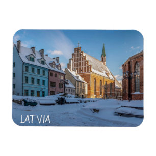 Sint-Peter kerk in de winter in Riga, Letland Magneet