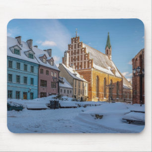 Sint-Peter kerk in de winter in Riga, Letland Muismat