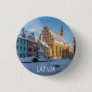 Sint-Peter kerk in de winter in Riga, Letland Ronde Button 3,2 Cm