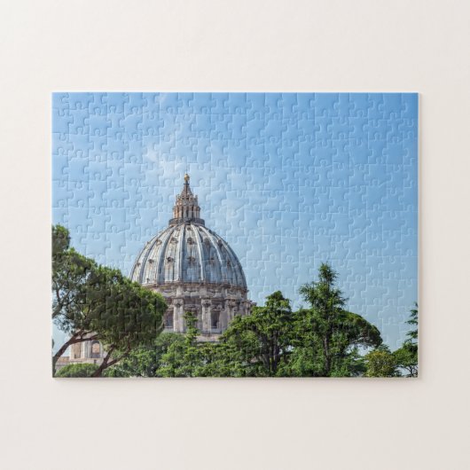 Sint-Peter's Basilica-koepel uit Vaticaantuinen Legpuzzel (Horizontaal)