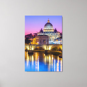 Sint-Peter's kathedraal Vaticaanstad Rome schemeri Canvas Afdruk