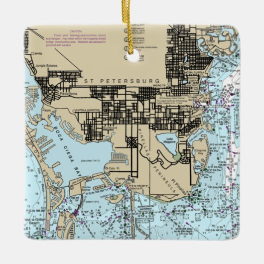 Sint-Petersburg Florida Nautical Chart Keramisch Ornament (Voorkant)