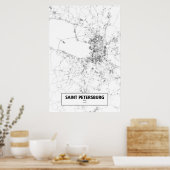 Sint-Petersburg, Rusland (zwart op wit) Poster (Keuken)